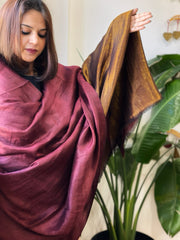 Deep Maroon Pashmina Shawl with Zari