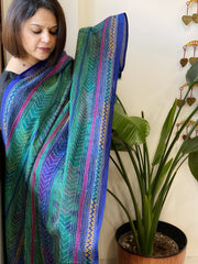 Blue Handmade Kantha Dupatta in Silk