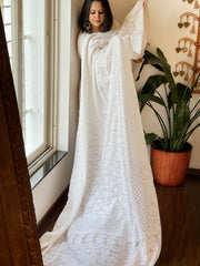 Off-White Lucknowi Handwork Dupatta in Pure Georgette