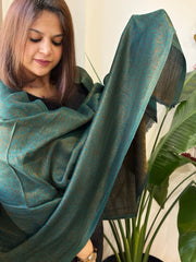 Teal Pashmina Stole with Zari