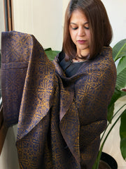 Navy Pashmina Stole with Zari