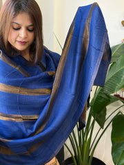 Royal Blue Pashmina Stole with Zari