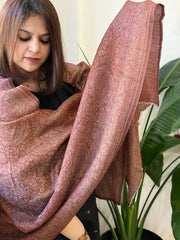 Brick Red Pashmina Stole with Zari
