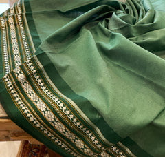 Grey Handpainted Kalamkari Saree in Pure Tussar Silk