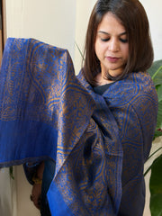 Blue Pashmina Shawl with Zari
