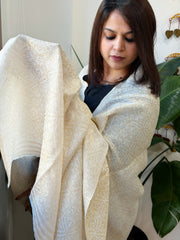 Ivory Pashmina Shawl with Zari