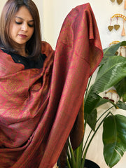 Maroonish Red Pashmina Shawl with Zari