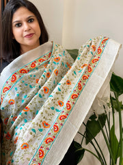 Tussar Silk dupatta with Thread Jaal Embroidery