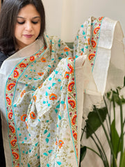 Tussar Silk dupatta with Thread Jaal Embroidery