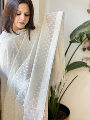 Handwoven Chanderi Dupatta with Self Design