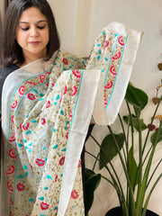 Tussar Silk dupatta with Thread Jaal Embroidery