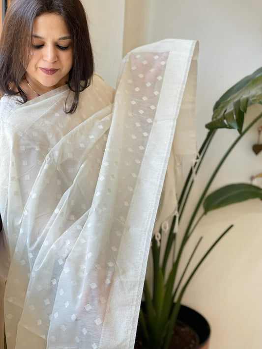 Handwoven Chanderi Dupatta with Self Design