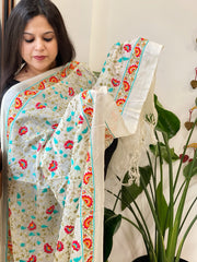 Tussar Silk dupatta with Thread Jaal Embroidery