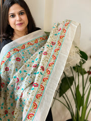 Tussar Silk dupatta with Thread Jaal Embroidery