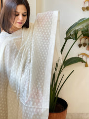 Handwoven Chanderi Dupatta with Self Design