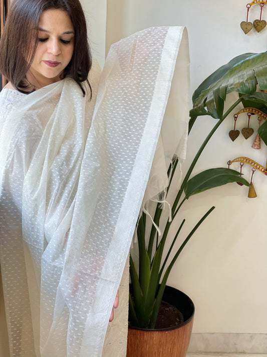 Handwoven Chanderi Dupatta with Self Design