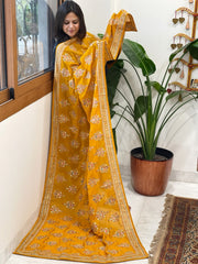 Haldi Yellow Georgette Dupatta with Thread & Sequin Embroidered Buttas and Border