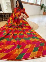 Handmade Designer Phulkari Dupatta in Khaddar Cotton