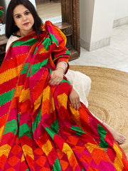 Handmade Designer Phulkari Dupatta in Khaddar Cotton