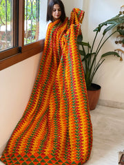 Handmade Bagh Phulkari Dupatta in Crepe