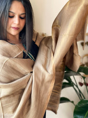 Golden Brown Pashmina Shawl with Zari
