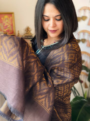 Cola Brown Pashmina Shawl with Zari