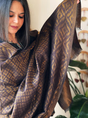 Cola Brown Pashmina Shawl with Zari