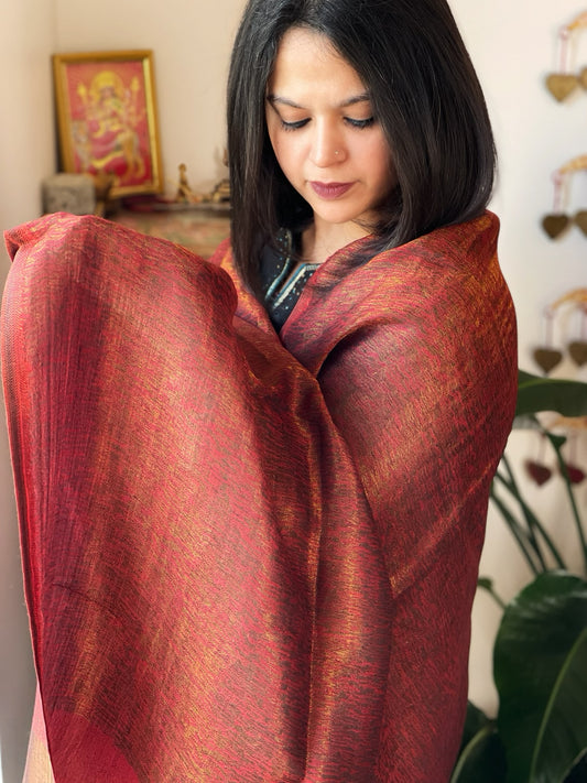 Maroon Pashmina Shawl with Zari