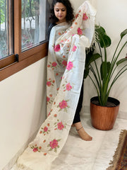 Tussar Silk Dupatta with cross-stitch embroidery