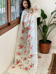 Tussar Silk Dupatta with cross-stitch embroidery