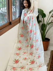 Tussar Silk Dupatta with cross-stitch embroidery