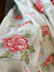 Tussar Silk Dupatta with cross-stitch embroidery