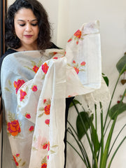 Tussar Silk Dupatta with cross-stitch embroidery