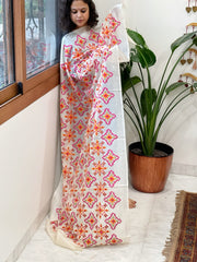 Tussar Silk dupatta with Patola Style Thread Embroidery