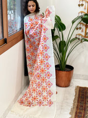 Tussar Silk dupatta with Patola Style Thread Embroidery