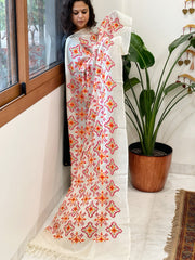 Tussar Silk dupatta with Patola Style Thread Embroidery