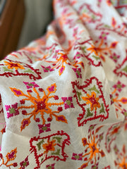 Tussar Silk dupatta with Patola Style Thread Embroidery