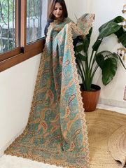 Sky Blue Chinon Dupatta with Aari Embroidery