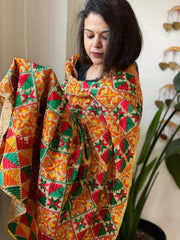 Handmade Phulkari Dupatta in Cotton
