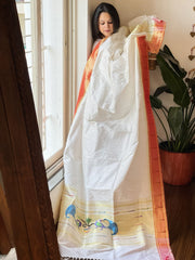 Off-White Handwoven Paithani Dupatta in Pure Silk