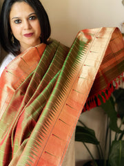 Mehendi Green Handwoven Paithani Dupatta in Pure Silk