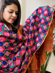 Handmade Phulkari Dupatta in Cotton