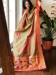 Mehendi Green Handwoven Paithani Dupatta in Pure Silk
