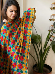 Handmade Phulkari Dupatta in Cotton