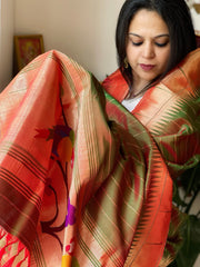 Mehendi Green Handwoven Paithani Dupatta in Pure Silk