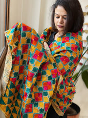 Handmade Phulkari Dupatta in Cotton