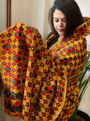 Handmade Phulkari Dupatta in Cotton