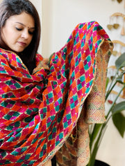 Handmade Phulkari Dupatta in Cotton