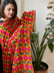 Handmade Phulkari Dupatta in Cotton