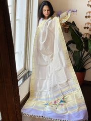 Lavender Handwoven Paithani Dupatta in Pure Silk
